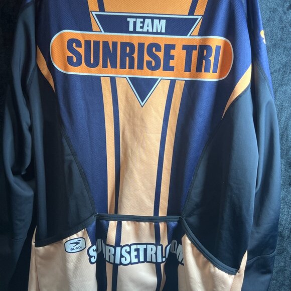 Sugoi Team Sunrise Tri Cycling Jersey Long Sleeve Orange Navy Size XL - Picture 4 of 5
